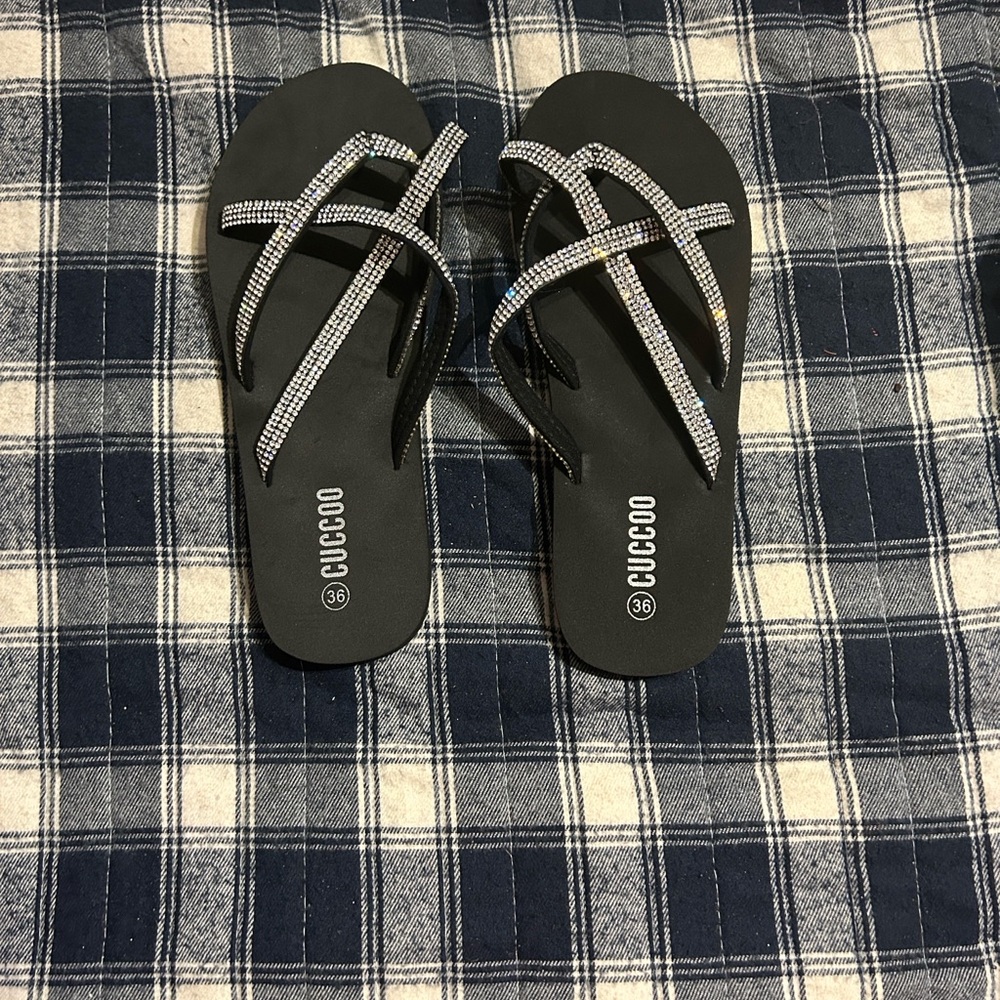 SHEIN Black Rhinestone Women's Sandals